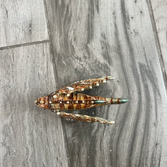 Bejeweled Enameled Pewter Angelfish Fish Trinket Box With Crystals 4.5” Long 015 - Picture 7 of 7